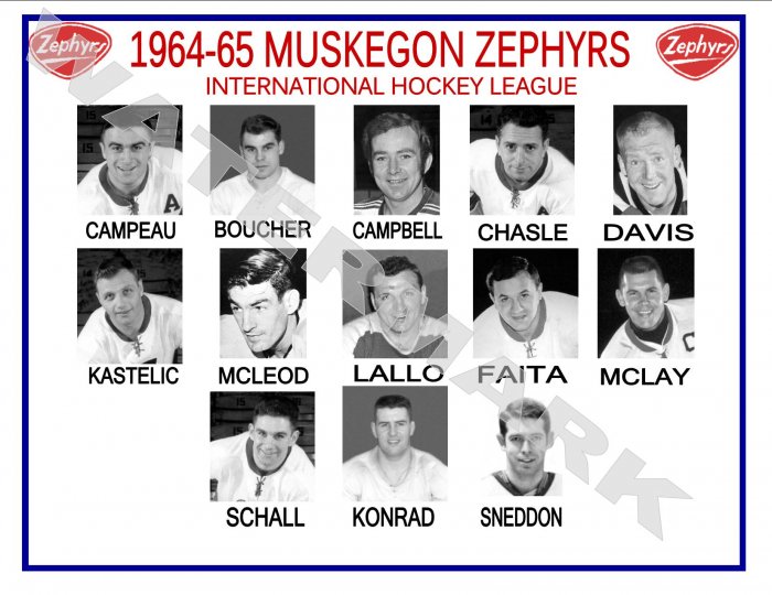 1964-65 MUSKEGON ZEPHYRS HEADSHOTS TEAM PHOTO
