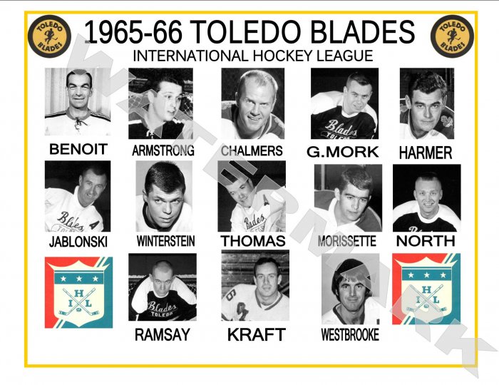 1965-66 TOLEDO BLADES IHL HEADSHOTS TEAM PHOTO