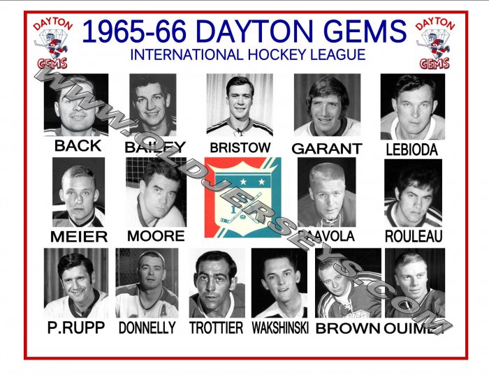 1965-66 DAYTON GEMS IHL HEADSHOTS TEAM PHOTO