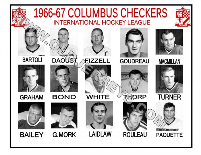 1966-67 COLUMBUS CHECKERS IHL HEADSHOTS TEAM PHOTO