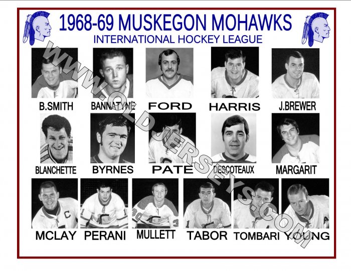 1968-69 MUSKEGON MOHAWKS IHL HEADSHOTS TEAM PHOTO