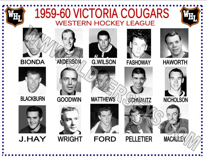 1959-60 VICTORIA COUGARS WHL HEADSHOTS TEAM PHOTO