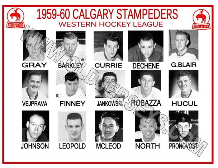 1959-60 CALGARY STAMPEDERS WHL HEADSHOTS TEAM PHOTO