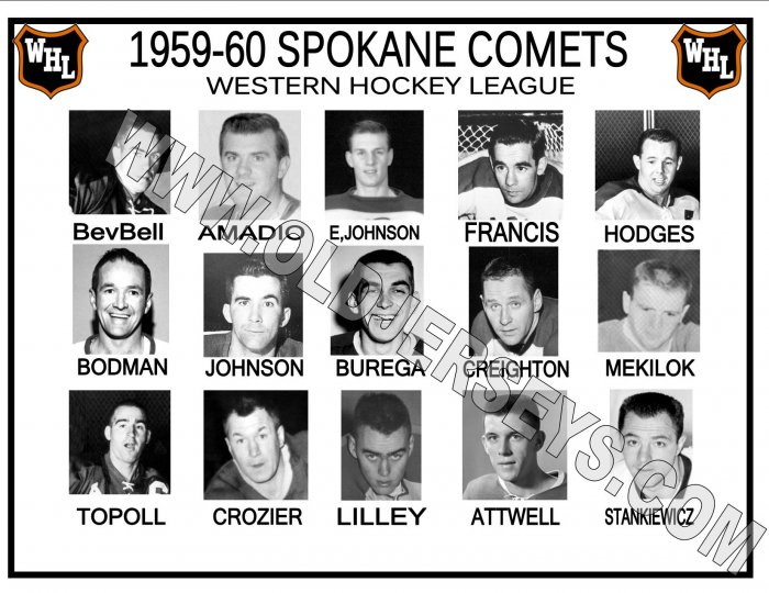 1959-60 SPOKANE COMETS WHL HEADSHOTS TEAM PHOTO