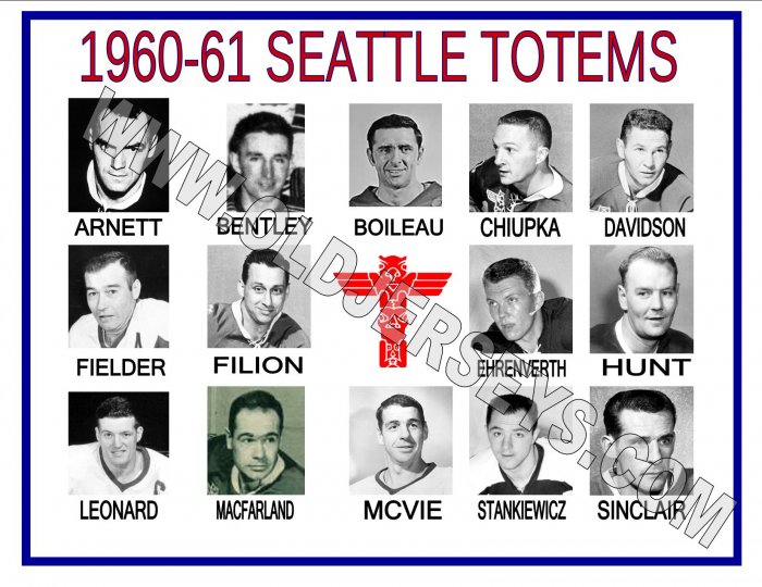 1960-61 SEATTLE TOTEMS WHL HEADSHOTS TEAM PHOTO