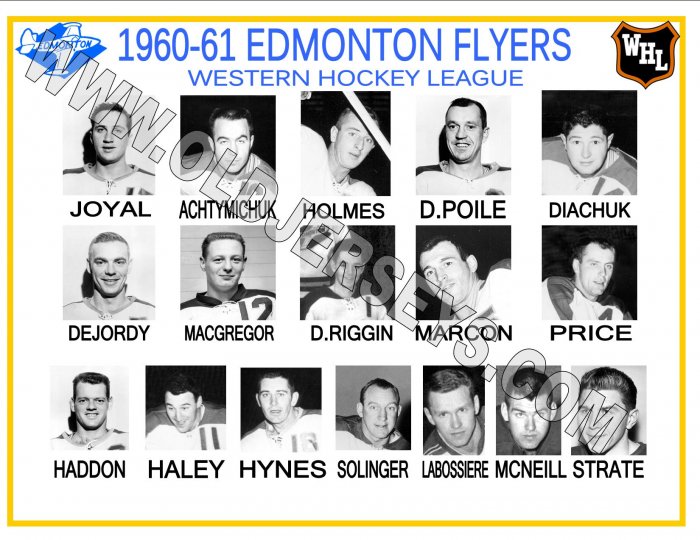 1960-61 EDMONTON FLYERS WHL HEADSHOTS TEAM PHOTO