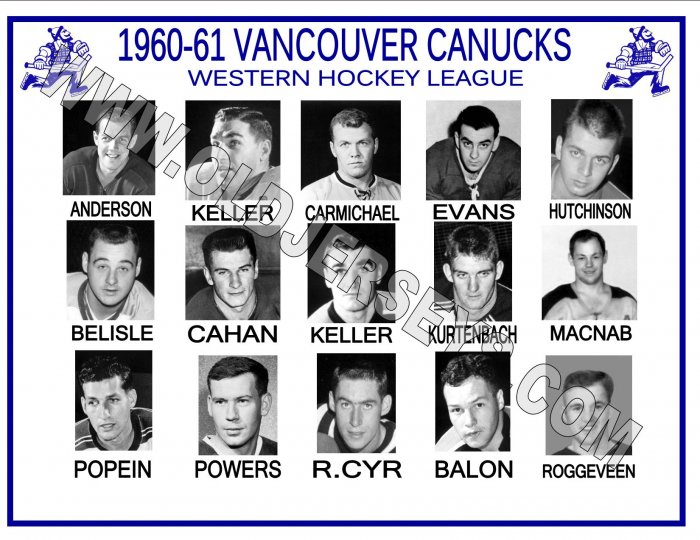 1960-61 VANCOUVER CANUCKS WHL HEADSHOTS TEAM PHOTO
