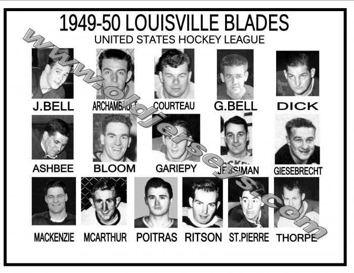 1949-50 LOUISVILLE BLADES USHL HEADSHOTS TEAM PHOTO