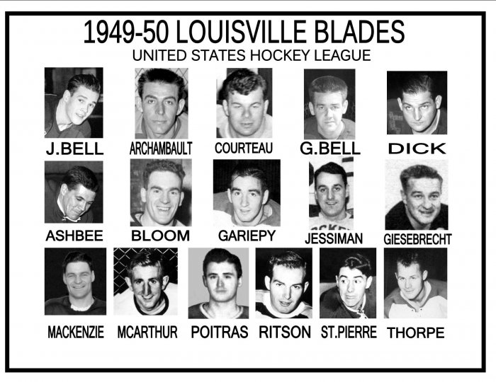 1949-50 LOUISVILLE BLADES USHL HEADSHOTS TEAM PHOTO