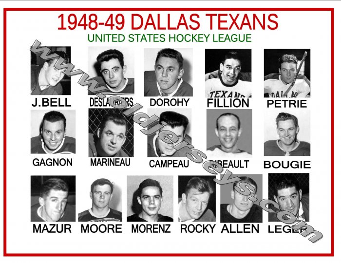 1948-49 DALLAS TEXANS USHL HEADSHOTS TEAM PHOTO
