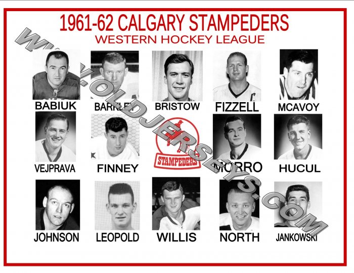 1961-62 CALGARY STAMPEDERS WHL HEADSHOTS TEAM PHOTO