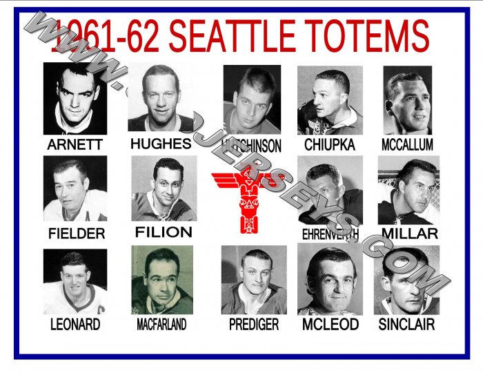 1961-62 SEATTLE TOTEMS WHL HEADSHOTS TEAM PHOTO