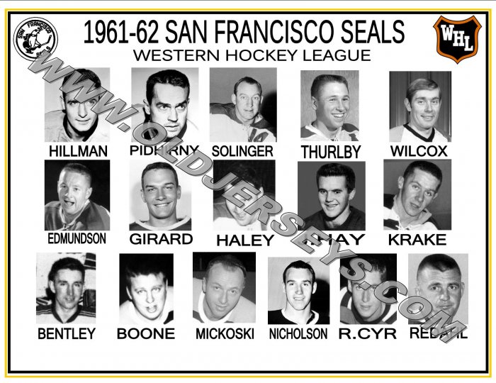 1961-62 SAN FRANCISCO SEALS WHL HEADSHOTS TEAM PHOTO