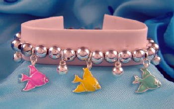 Angelfish Angel Fish Beaded Charm Bracelet Silvertone