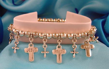 LOVE, HOPE, FAITH Christian Charm Bracelet