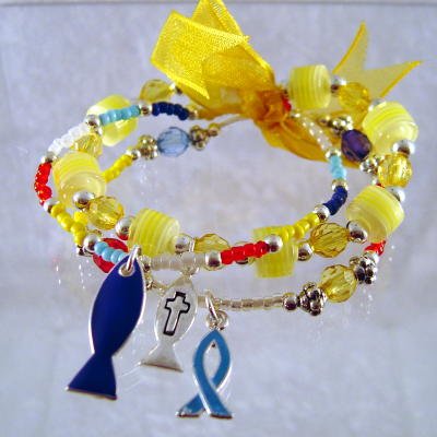 Childrens Triple Strand Christian Fish Charm Bracelet