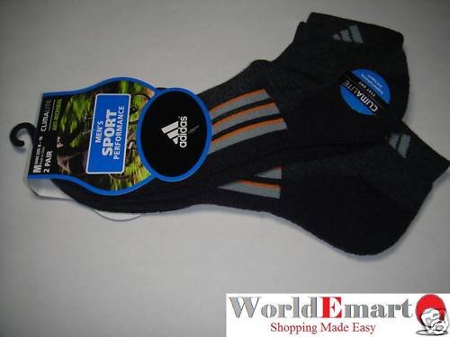 ADIDAS socks 2 Pairs men black sport low cut NWT 6-12