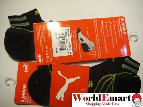 PUMA socks 2 Pairs low cut men black RUNNING 10-13 NWT
