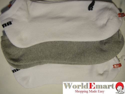 PUMA socks 3 pairs no show mens white & gray New sale