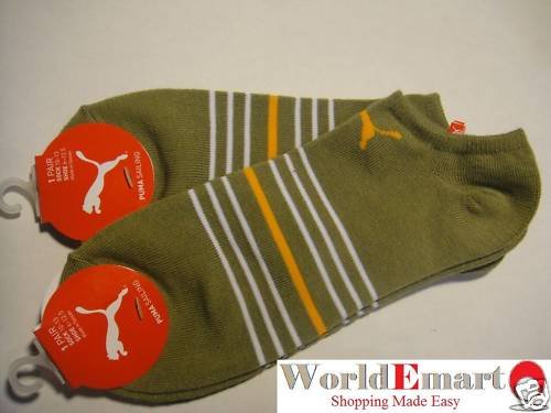 PUMA socks no show green 2 Prs size 10-13 NWT free ship