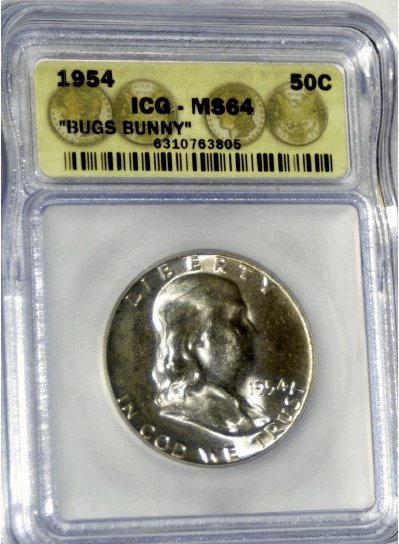 1954 FRANKLIN HALF DOLLAR ICG MS64 BUGS BUNNY