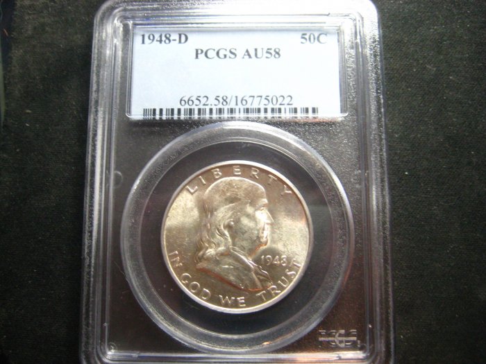 1948-D FRANKLIN HALF DOLLAR PCGS AU58