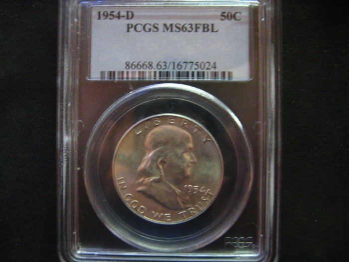 1954-D FRANKLIN HALF DOLLAR PCGS MS63 FBL