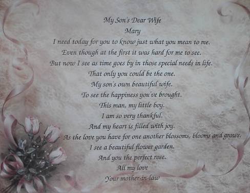 Dadughter In Law Poem Personalized Rose & Lace Background Paper Free Shipping