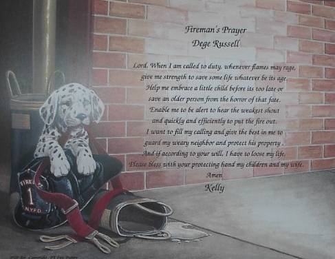 Fireman Poem Personalized Dalmation Puppy Background Free Shipping