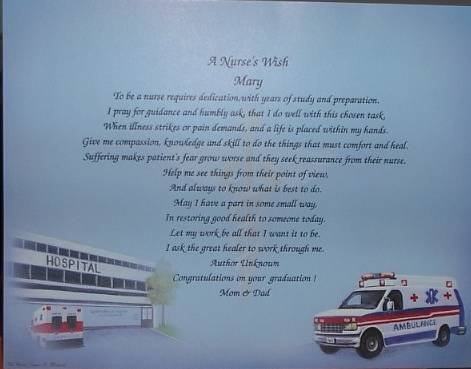 Personalized Nurse Poem On Medical Background Paper Free Shipping