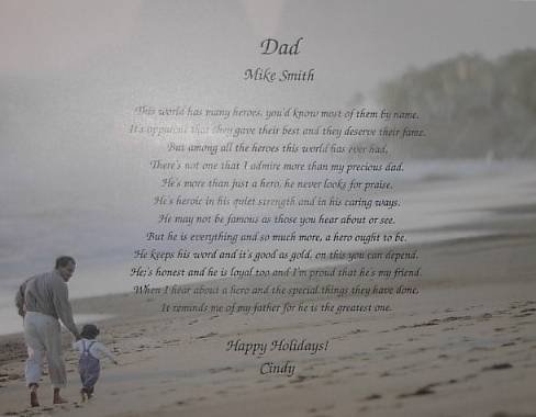 Dad Poem Personalized on Dad & Child background paper Free Shipping