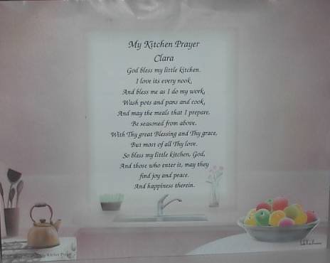 Kitchen Prayer Poem Personalized Windon In Kitcken background paper Free Shipping