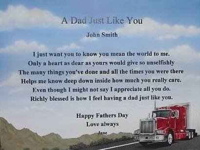 Dad Poem Personalized on Big Wheels background paper free shipping