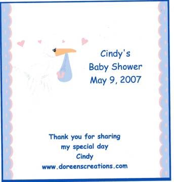 Personalized Hersey 1.55 oz Baby Shower Stork Candy Wrapper Free Shipping