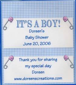 Boy Baby Shower Personalized Hershey 1.55 oz Candy Wrapper Free Shipping