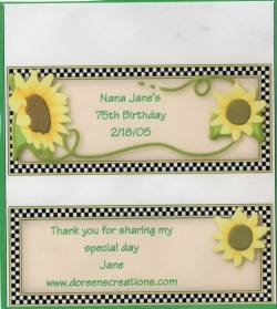 Personalized Poppy Flower Birthday Hersey 1.55 oz Candy Wrapper Free Shipping