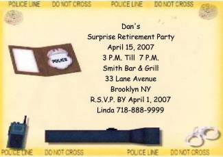 Police Retirement Personalized Invitation Free Shipping
