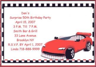 Race Car Birthday Personalized Invitation Free Shipping