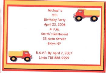 Dump Truck Party Invitation Personalized Free Shipping