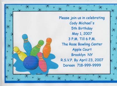 Bowling Party Invitation Free Shipping