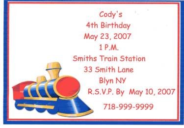 Train Party Invitation Personalized Free Shipping