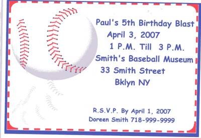 Baseball Party Invitation Personalized Free Shipping