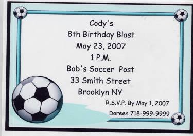 Soccer Party Invitation Personalized Free Shipping