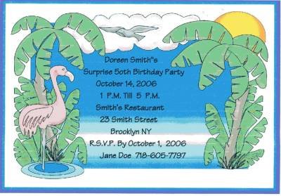 Tropical Party Invitation Personalized Free Shipping