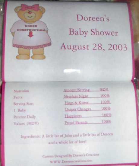 Pink Pregnant Bear Personalized Popcorn Wrapper Free Shipping