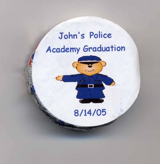 20 Snack Size Peppermint Patties Labels Male Police Academy Graduation Personalized Free Shipping