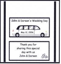 Wedding Limo Personalized Hershey 1.55 oz Wrappers FREE SHIPPING