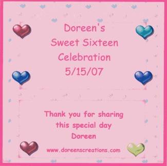 PERSONALIZED SWEET SIXTEEN HERSHEY 1.55 OZ WRAPPER FREE SHIPPING