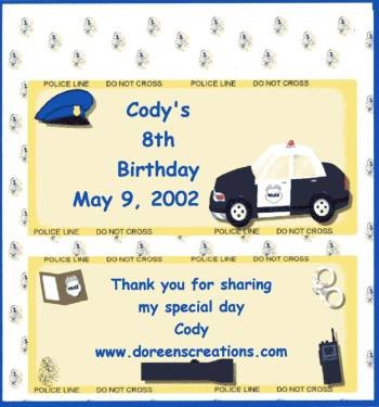 POLICE PERSONALIZED HERSHEY 1.55 OZ WRAPPER FREE SHIPPING