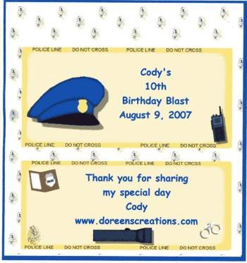 POLICE PERSONILZED 1.55 OZ HERSEHY WRAPPER FREE SHIPPING